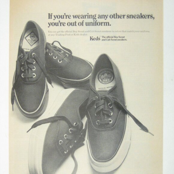Keds Official Boy Scout Cub Scout Sneakers Vintage 1960s Print Ad Uniform Shoes - Picture 2 of 2
